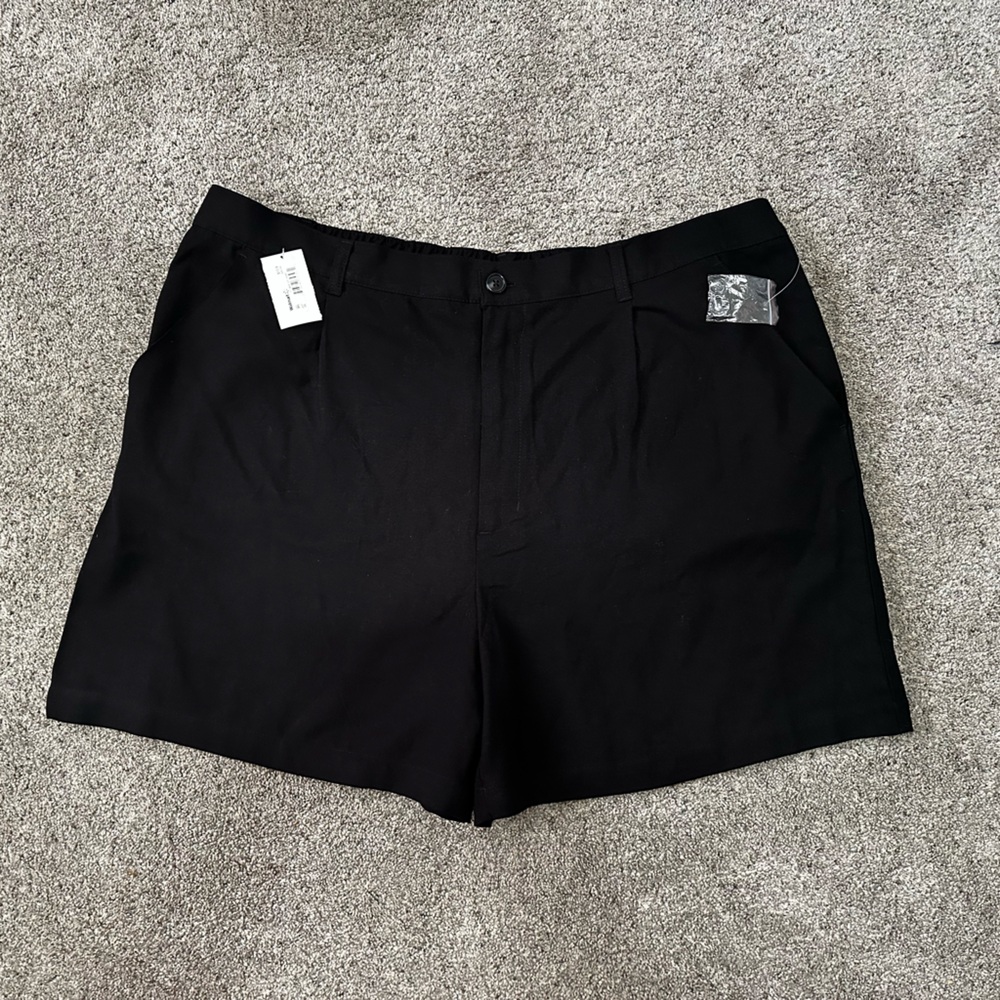 Time & Tru | NWT Plus Size Black Linen Blend Summer Shorts W/ Pockets Sz XXL, 20